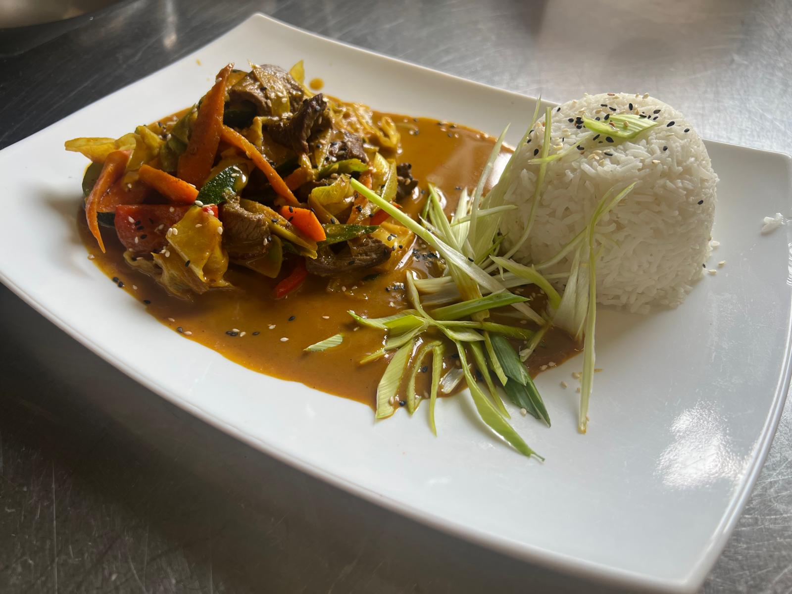 Wok dish with rice